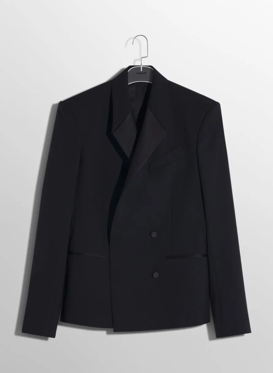 Women MUGLER black double breasted smoking jacket