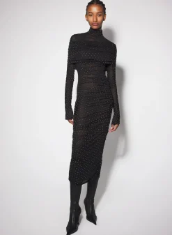 Women MUGLER black embellished ruched dress