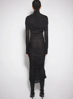 Women MUGLER black embellished ruched dress