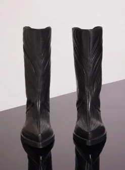 MUGLER black embossed leather santiag boots
