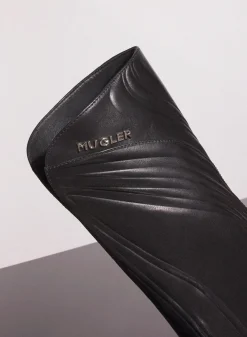 MUGLER black embossed leather santiag boots