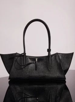 MUGLER black embossed lizard leather fang bag