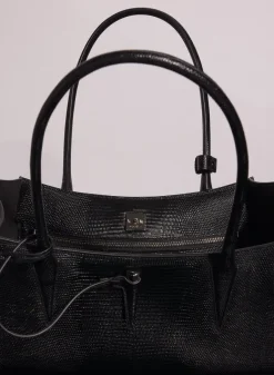 MUGLER black embossed lizard leather fang bag