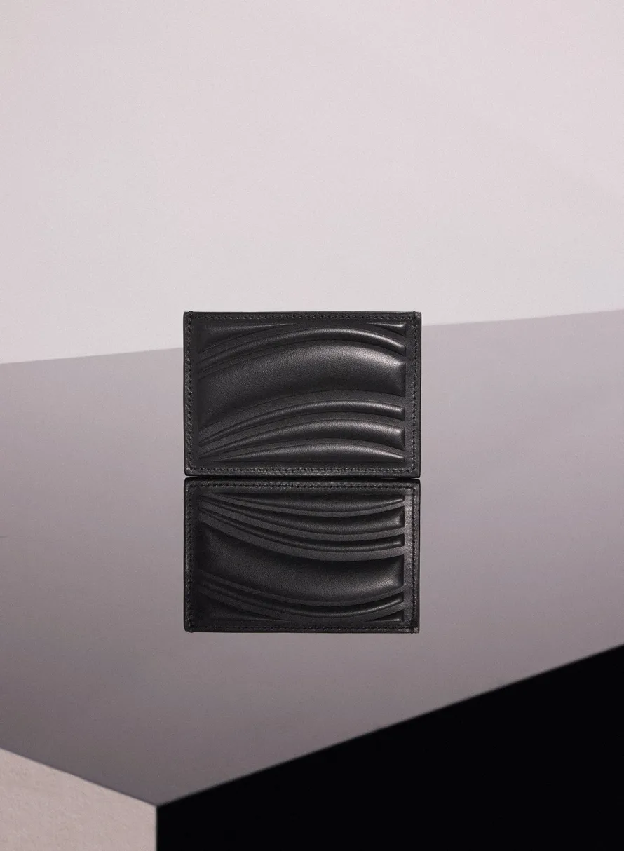MUGLER black embossed spiral cardholder