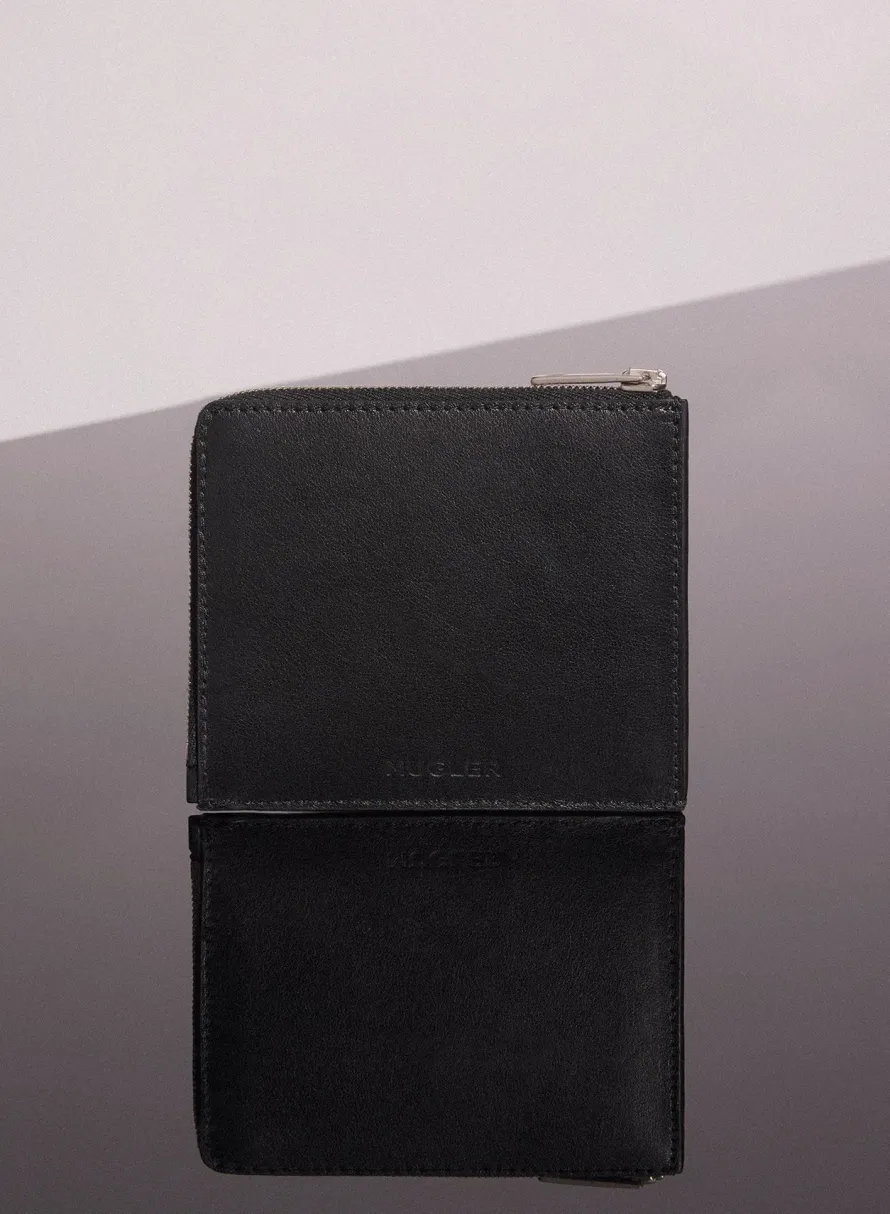 MUGLER black embossed spiral wallet