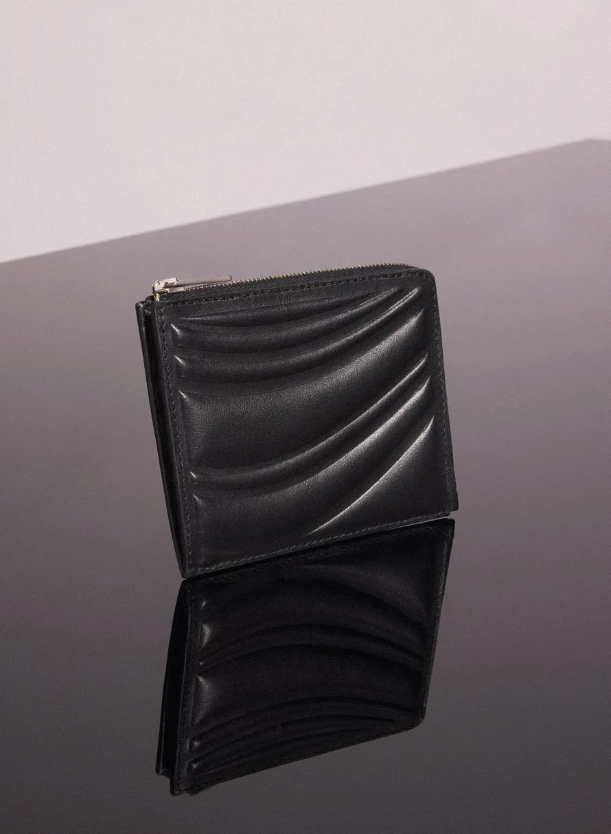 MUGLER black embossed spiral wallet