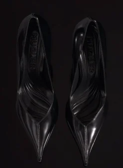 MUGLER black leather classic fang 95 pump