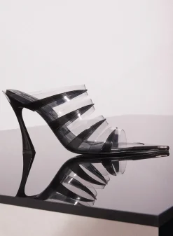 MUGLER black leather fang 95 spike sandals