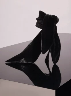 MUGLER black leather knot fang 95 mules