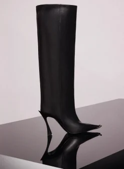 MUGLER black leather piercing fang 95 boots