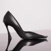 MUGLER black leather piercing fang 95 pump