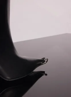 MUGLER black leather piercing fang 95 boots