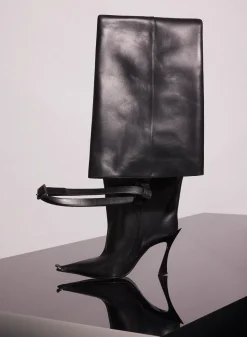 MUGLER black leather piercing fang 95 garter boots