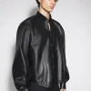 Women MUGLER black leather piercing shirt