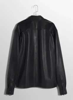 Women MUGLER black leather piercing shirt