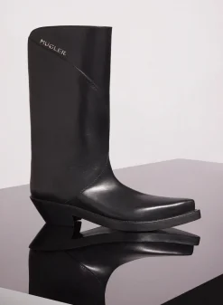 MUGLER black leather santiag boots
