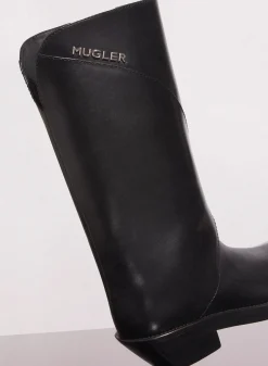 MUGLER black leather santiag boots