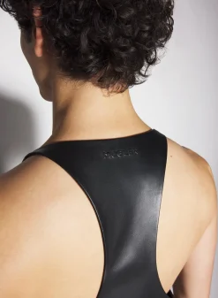 Women MUGLER black leather tank top