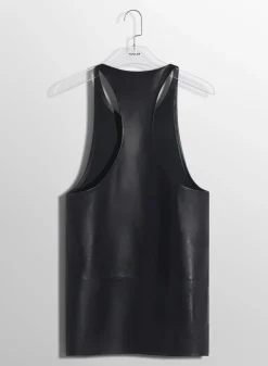 Women MUGLER black leather tank top