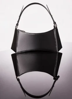 MUGLER black leather zenith bag