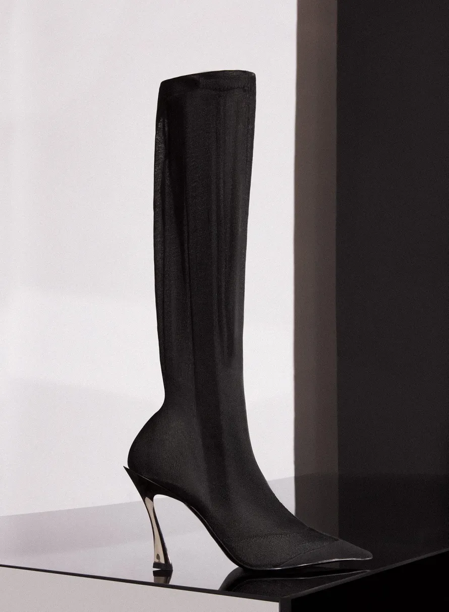 MUGLER Black mesh Fang 95 boots