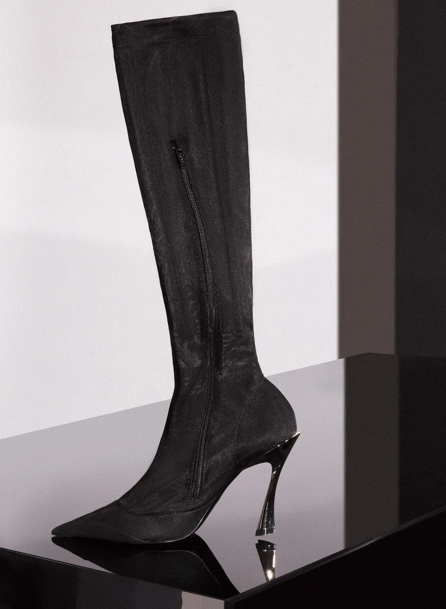 MUGLER Black mesh Fang 95 boots