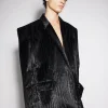 Women MUGLER black moiré velvet jacket