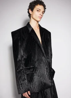 Women MUGLER black moiré velvet jacket
