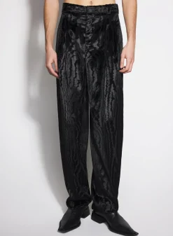 Women MUGLER black moiré velvet trousers