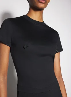 Women MUGLER black pierced baby t-shirt
