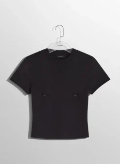 Women MUGLER black pierced baby t-shirt