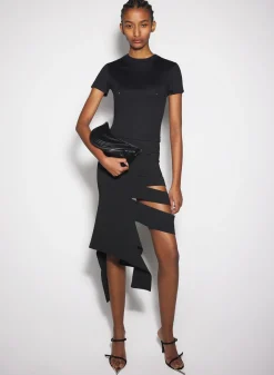 Women MUGLER black pierced baby t-shirt