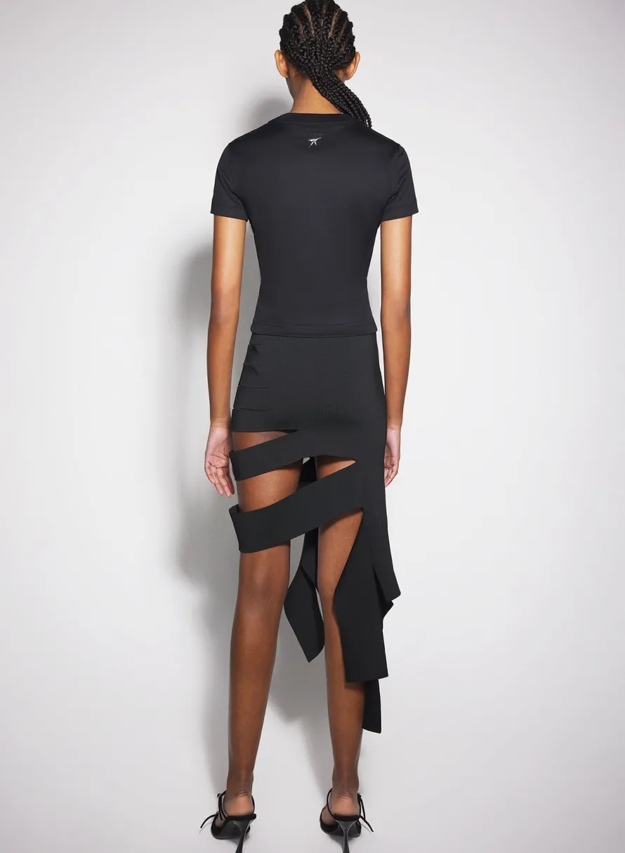 Women MUGLER black pierced baby t-shirt