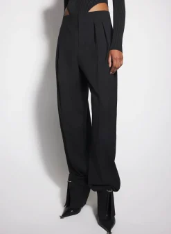 Women MUGLER black pierced loose tailored trousers