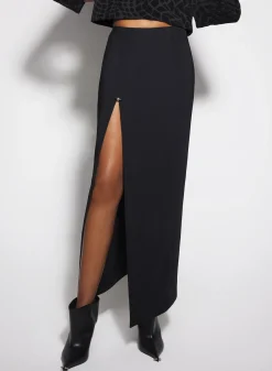 Women MUGLER black pierced pencil skirt