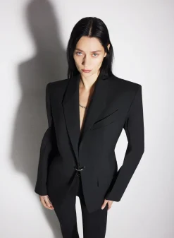Women MUGLER black pierced tailored jacket