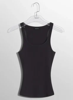 Women MUGLER black pierced tank top