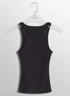 Women MUGLER black pierced tank top