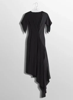 Women MUGLER black pleated asymmetrical dress