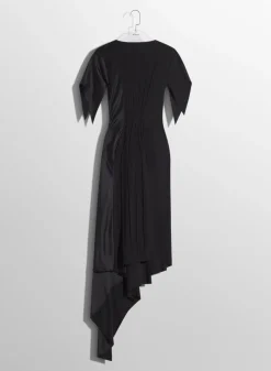 Women MUGLER black pleated asymmetrical dress