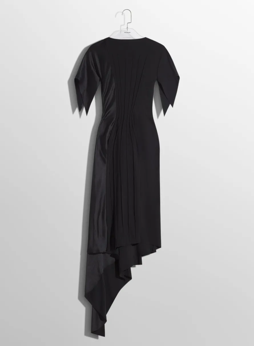 Women MUGLER black pleated asymmetrical dress