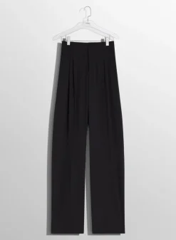 Women MUGLER black pleated wide leg trousers