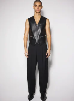 Women MUGLER black pleated wide leg trousers