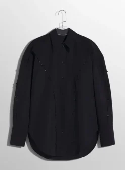 Women MUGLER black poplin button shirt