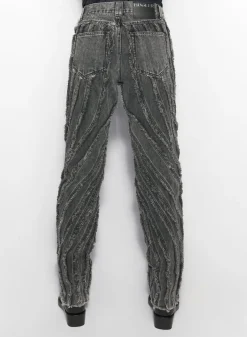 Women MUGLER black raw edge spiral baggy jeans