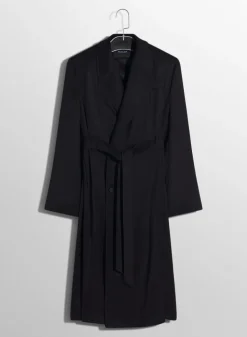 Women MUGLER black ribbed belted coat