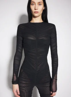 Women MUGLER black ruched bodysuit