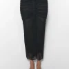 Women MUGLER black ruched mesh skirt