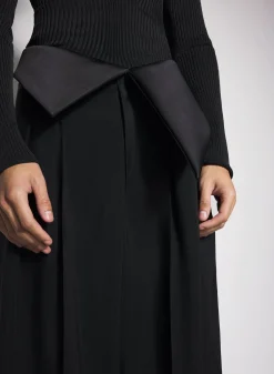 Women MUGLER black satin cummerbund trousers