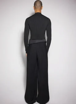 Women MUGLER black satin cummerbund trousers